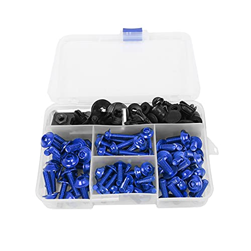 Worldmotop Fairing Bolt Kit Screws Fasteners Universal Compatible with Yamaha Honda Kawasaki Suzuki BMW,Fairing Bolt Kits Metric Bolts and Nuts Kit(Blue) - color: blue
