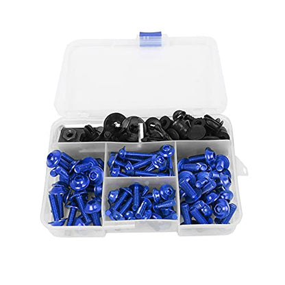 Worldmotop Fairing Bolt Kit Screws Fasteners Universal Compatible with Yamaha Honda Kawasaki Suzuki BMW,Fairing Bolt Kits Metric Bolts and Nuts Kit(Blue) - color: blue