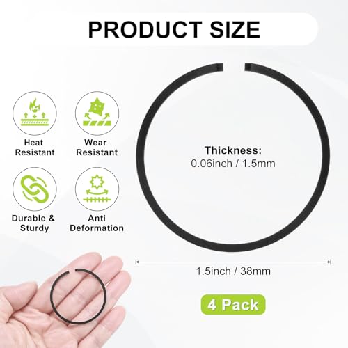 M METERXITY 2-Pack Engine Piston Rings Kit, 38mm x 1.5mm Thick Ductile Iron Piston Ring Set Standard Replacement for Small Engines/Motors/Machinery [Black] - size: 38mm x 1.5mm