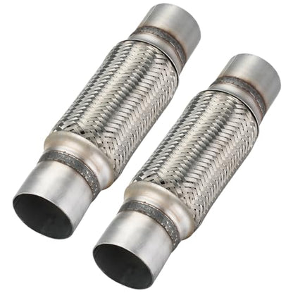 2 Pcs Exhaust Flex Pipe, 2.5''x 8''Stainless Steel Heavy Duty Exhaust Flex Pipe, Double Braid Exhaust Flex Tube, Overall Length 12'' - size: 2.5''x8''x12'', style: 2 PCS