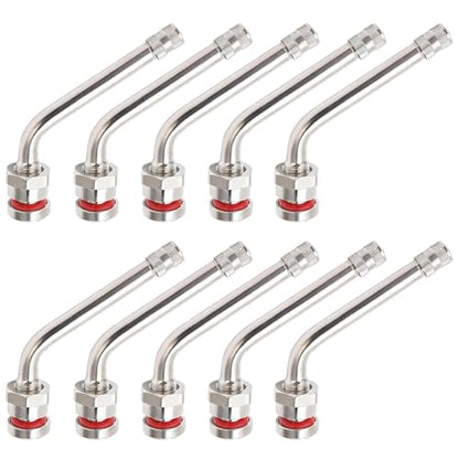 10PCS TR545D Truck Tire Valve Stems, 60° Bent Clamp-in Brass Tire Extension Adapter for Truck & Bus - Compatible with Alcoa 22.5" & 24.5" Aluminum Wheels (9.7mm Rim Hole)