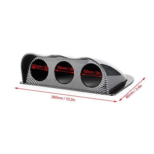 52mm / 2in Universal 3 Hole Dashboard Gauge Holder,ABS Triple Gauge Pod Car Dashboard Meter Mount Bracket(Carbon Fiber) - color: Carbon Fiber Style