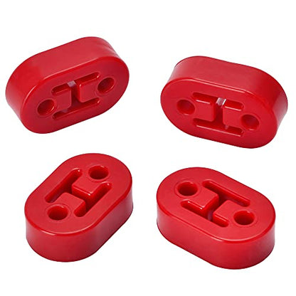 Universal 4PCS PolyUrethane Exhaust/Muffler Rubber Short Hanger Insulator Bracket Bushing Mount 10mm Red - color: Red