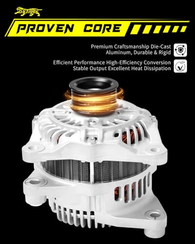 Oktiger 110A Upgraded Alternator for Mazda 3 i 2012 2013, Fit for Mazda 3 i 2012-2013, Replacement Stable Output Alternator, L4 12V 110A Clockwise 6-Groove Pulley, OE A002TJ1591 11635N