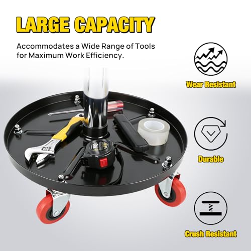 Nilight Rolling Mechanic Stool 330LBS Pneumatic Adjustable Swivel PU Seat - color: Black Red 330lbs