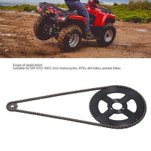 25H Chain Sprocket Kit, 25H Chain Sprocket Set Steel 10mm 15T Front Sprocket 29mm 80T Rear Sprocket 146 Link Drive Chain for 47CC 49CC Mini Motorcycle ATV Dirt