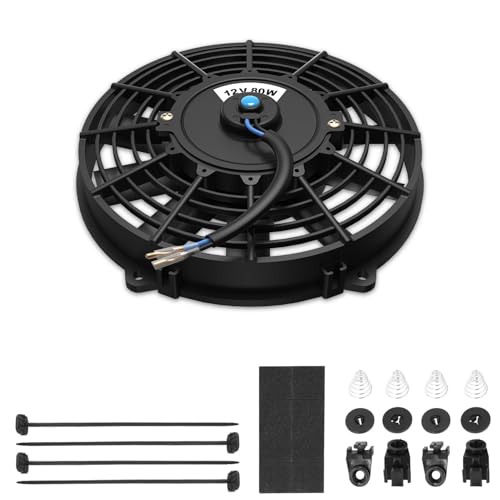 Auto Dynasty 7 inch Universal 12V Electric Radiator Cooling Fan Kit, Black - color: Black, size: 7 Inch Diameter