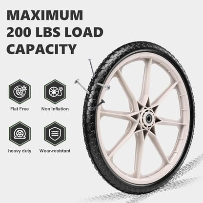 20" Flat Free Tire and Wheel with 3/4" & 5/8" Bearing, 2 Pack - color: Grey