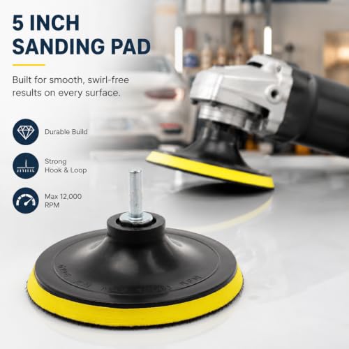 2 Pack 5 Inch Hook and Loop Backing Pad with M14 Thread,Rotary Buffing Pad Sanding Holder Angle Grinder Polishing Backer Plate for Wood,Metal,Automotive,Orbital Sander,Polisher