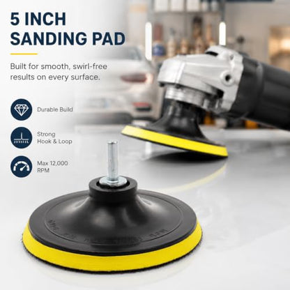 2 Pack 5 Inch Hook and Loop Backing Pad with M14 Thread,Rotary Buffing Pad Sanding Holder Angle Grinder Polishing Backer Plate for Wood,Metal,Automotive,Orbital Sander,Polisher