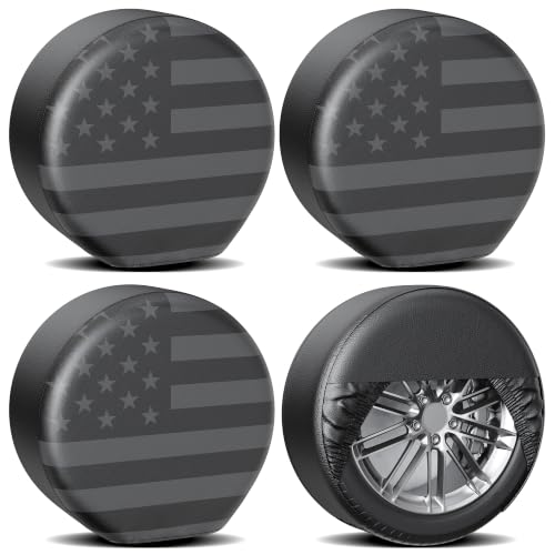 Moonet PVC Leather Tire Cover,Black 4-Pack, Universal Fit 27-29" - color: Gray Flag 4 Pack, size: M for Tire Diameter 27-29inch