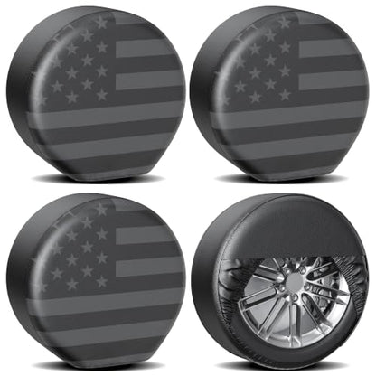 Moonet PVC Leather Tire Cover,Black 4-Pack, Universal Fit 27-29" - color: Gray Flag 4 Pack, size: M for Tire Diameter 27-29inch