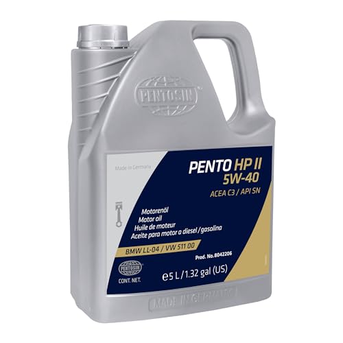 Pentosin 8042206 Pento High Performance II 5W-40 Full Synthetic Motor Oil for Four-Season Use; 5 Liter Jug