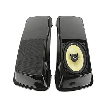 XMT-MOTO Saddlebags Lid with 6"x 9" Speakers Fit for Harley Touring - style: Black Single 6x9 Speaker Saddlebag Lids (93-13)