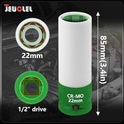22mm 1/2"Drive Wheel Protector Impact Socket, Lug Nut Impact Socket - size: 22MM