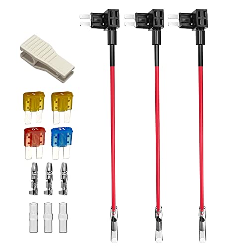 Gebildet 3 Pcs 12V-24V Add-a-Circuit Micro2 Fuse Tap, Piggy Back Blade Holder With Wire Harness, 4 Pcs Micro 2 Fuse (5A 10A 15A) and Puller - style: MICRO 2