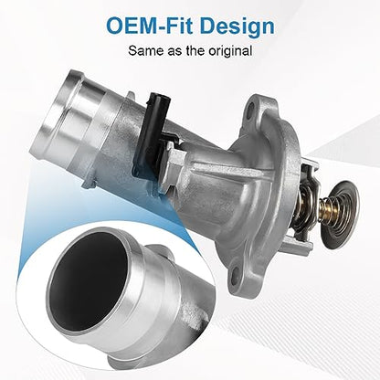 WMPHE Aluminium Thermostat Housing Assembly Compatible with Dodge Ram 2500/3500/4500/5500 2014-2020, Ram 4000 2019-2020 6.4L 392, Replacement for 902-3045 956-216 4893177AB 4893177AC 4893177AD - size: 902-3045