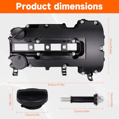 Valve Cover with Gasket Bolts Oil Cap Replace 55573746 25198874 and 25193343 PCV Valve Hose Kit for Chevrolet Cruze Sonic Trax for Buick Encore 1.4L Turbo Engine