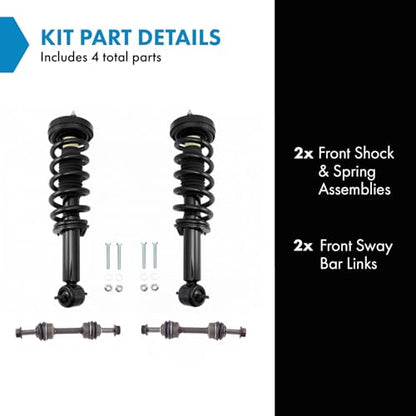 TRQ Front Suspension Kit Shock & Spring Strut Assembly Sway Bar Stabilizer Link Compatible with 2014-2017 Ford Expedition Lincoln Navigator - style: SCA30359