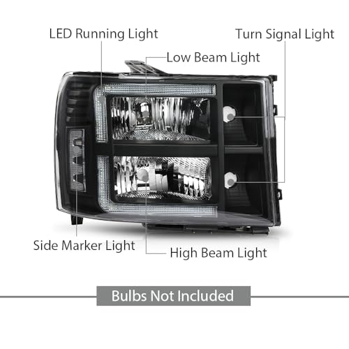 G-PLUS LED Headlights Assembly Compatible with GMC Sierra 1500 2007-2013 - size: [LED Black] 2007-2013 Sierra