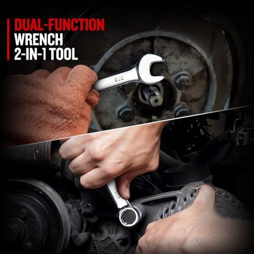 zhax 7/16" SAE Combination Wrench, 12 Point Box End, 15 Degree Offset Design, Mirror Polish Finish, Forged CR-V Steel, Hand Tools for Mechanics, Ideal for Auto and Home Repair - size: 7/16"