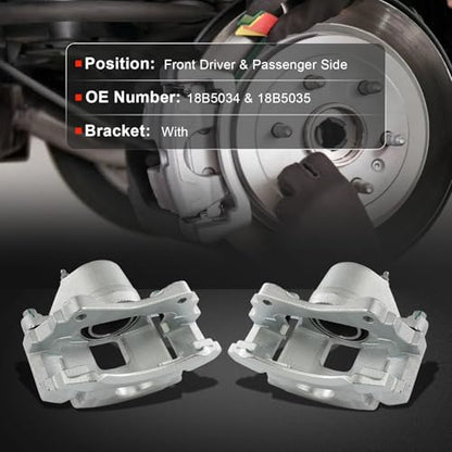 cciyu Front Left & Right Disc Brake Calipers Assembly 18B5034 18B5035 - size: Front[18B5034+18B5035]