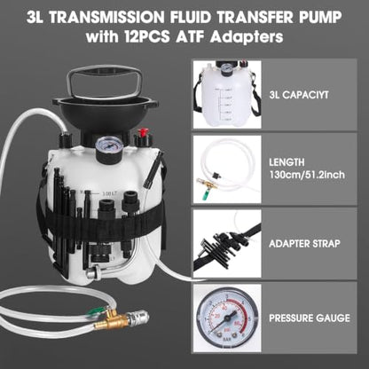 AIGMlSON 3L Transmission Fluid Pump with 12 pcs ATF Adapters - color: B