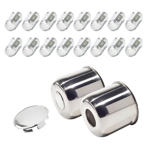 2 Pack 4.88" Push Through Trailer Wheel Center Caps & Lug Nuts - color: Mirror Polished