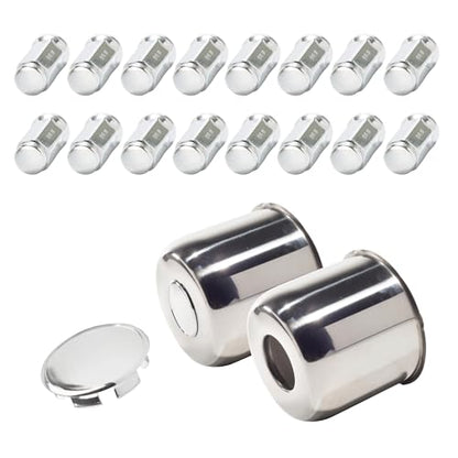 2 Pack 4.88" Push Through Trailer Wheel Center Caps & Lug Nuts - color: Mirror Polished