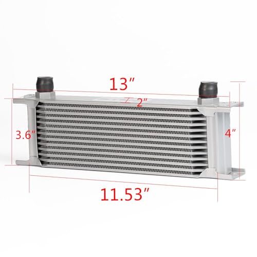 G-PLUS 13 Row AN10-10AN Universal Engine Transmission Oil Cooler Aluminum - color: Silver, size: 13 Row AN10