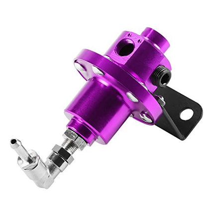 Auto Dynasty 160psi Adjustable Aluminum Fuel Pressure Regulator+Oil Filled Gauge (Purple) - color: Purple
