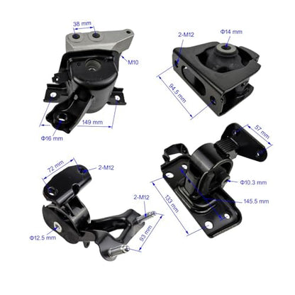 Engine Motor Mount Transmission Mount Set of 4 Compatible with Toyota RAV4 - size: 2009-2012 RAV4 2.5L FWD