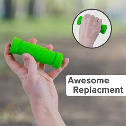 AlveyTech Handlebar Foam Grip Set - Replacement Hand Grips for Razor, Radio Flyer, Kids Kick Scooter, ATV, E-Bicycle, Electric Folding Scooters, Mountain Mini Bike Parts, fits Any 9/16" Bore Handle - color: Green