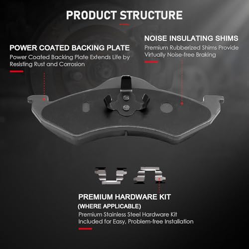 cciyu D820 Brake Pads w/Hardware Front Disc Brake Pad Set - size: Front[D820]