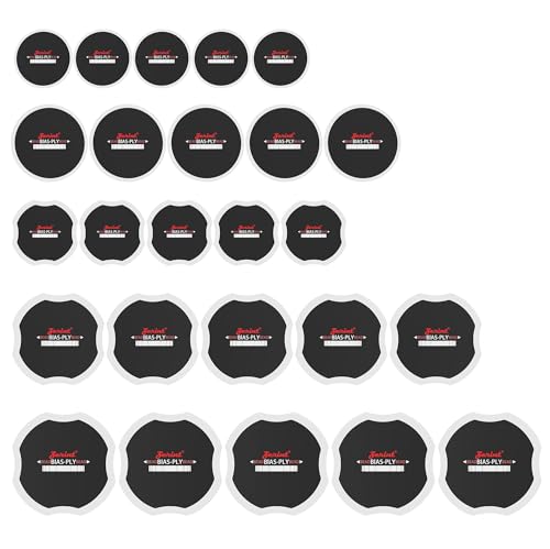 TP-M85B Tire Patch Kit, Heavy Duty Bias Ply Repair Patchs, Emergency Repair Tool Tire Patches Kit for Car Tire Injury-25pcs - size: 2.28",3.19",3.31"*3.31",4.33"*4.33",5.2"*5.2"