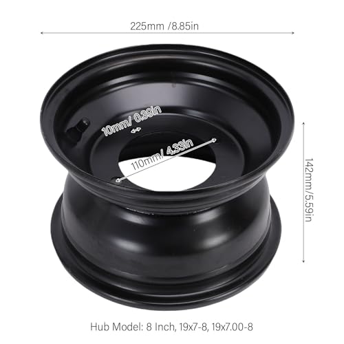 Acouto 8 Inch ATV Front Wheel Rim 19x7-8 19x7.00- Go Kart Wheel Rim 4 Hole High Strength Steel Hub for Dirt Bike Buggy Ride On Mower