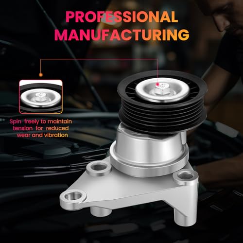 BDFHYK 38158 Belt Tensioner Assembly Pulley Compatible for 1999-2008 Buick Cadillac Chevrolet GMC Hummer Isuzu Saab Workhorse (Custom Chassis),Tensioner pulley Replacement 89253 49275 SK89253