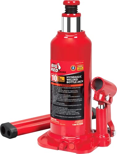 BIG RED 10 Ton (20,000 LBs) Torin Welded Hydraulic Car Bottle Jack for Auto Repair and House Lift, Red, TAM91003B - size: 10 Ton (20,000 LBs), style: Welded Bottle Jack