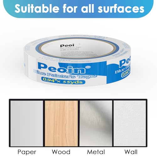 48 Roll Blue Painters Tape 1 Inch Wide Bulk Masking Paint Tape 0.94inx55yds - size: 0.94 Inch X 48 Rolls