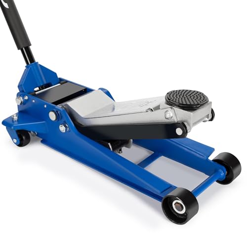 AAIN Hydraulic Low Profile Service/Floor Jack with Dual Piston Quick Lift Pump, 4 Ton (8,000 lb) Capacity, Blue - color: Blue, style: 4 ton