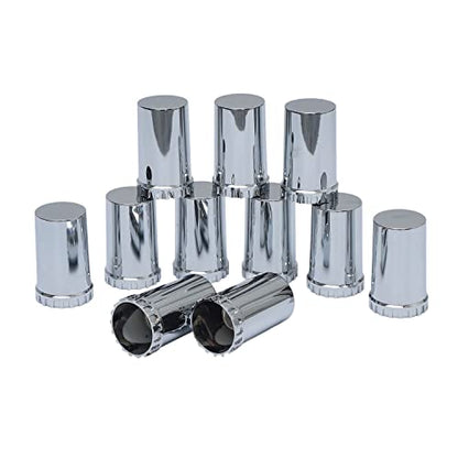 ABS Plastic Chromed Hubcaps Front and Rear Wheel Axle Cover Set with 33mm Thread-On Lug Nut Covers for Semi Trucks (Flat) - color: Flat
