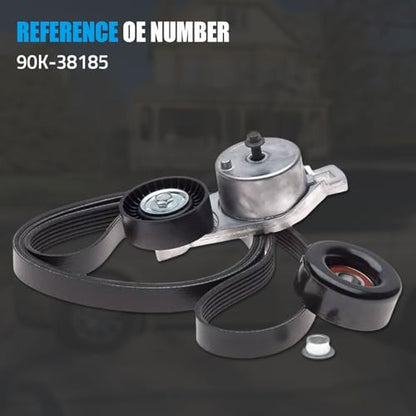 90K-38185 Drive Belt Tensioner Compatible with Town 2001-2017, Replace 90K38185, Tensioner with Pulley for Dodge Caravan Grand Caravan 3.3L 3.8L - size: 90K-38185