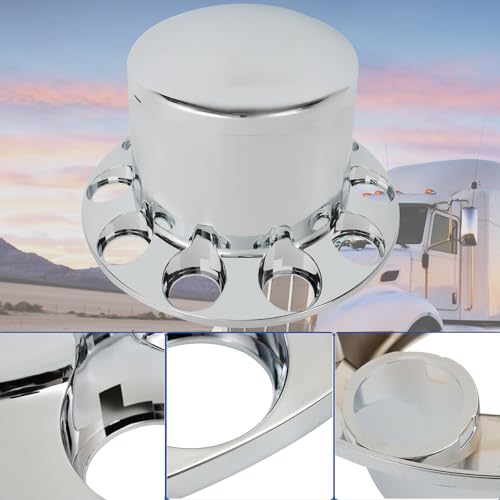 Silscvtt Chrome Semi Truck Hub Cover Wheel Axle Cover Center Caps Complete with 33mm Screw-on Lug Nuts for 22.5 Inches and 24.5 Inches Semi Truck Wheels 2 Front and 4 Rear - size: 2 Front and 4 Rear