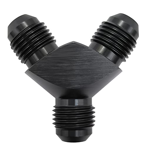 YSIL 6AN Male Flare Y Block Fitting Adapter 3-Way Union Splitter Aluminum - size: 6