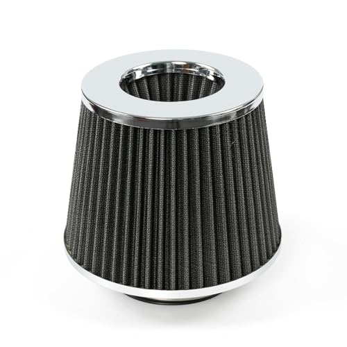 AUTOXBERT 3" 76mm Cone Air Intake Filter High Performance Washable Clamp-on Filter Replacement Cold Air Intake Dry Filter, Silver - color: Conical Silver