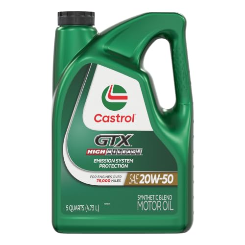 Castrol GTX High Mileage 20W-50 Synthetic Blend Motor Oil, 5 Qt, Pack of 3 - size: 5 Quarts, Pack of 3