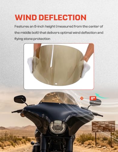TCMT Outer Batwing Fairing Windshield Mount Hardware Kit Fit for Yamaha V Star 650 1100 Classic 1998-2011 Honda Shadow ACE 1995-2000 Valkyrie 1997-2001 Harley Road King 1994-2023 Fat Boy 1987-2017 - color: Vivid Black Fairing+Smoked Windshield