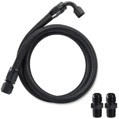 2FT Assembled 6AN Fuel Line Kit CPE with Fittings(0°+90°, 3/8" NPT) - size: 2ft(0°+90°) & 3/8 NPT Fittings