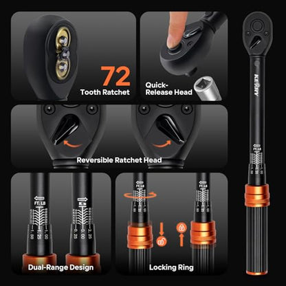 Kerry Click Torque Wrench Set, 1/4", 3/8" and 1/2" Drive, 3-Piece - size: 3pcs 1.67-20 FT.LB, 5-45 FT.LB, 20-160 FT.LB, style: 3pack