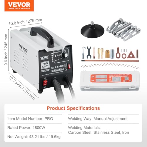 VEVOR Stud Welder Dent Repair Kit, 110V Auto Body Spot Welding Dent Puller Machine with 7 Welding Modes & Adjustable Power, 1.8KW Spot Welder Dent Removal Tool for Car, Truck Dent Repair - style: Manual Welding